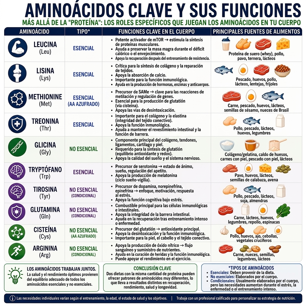 Aminoácidos clave y sus funciones